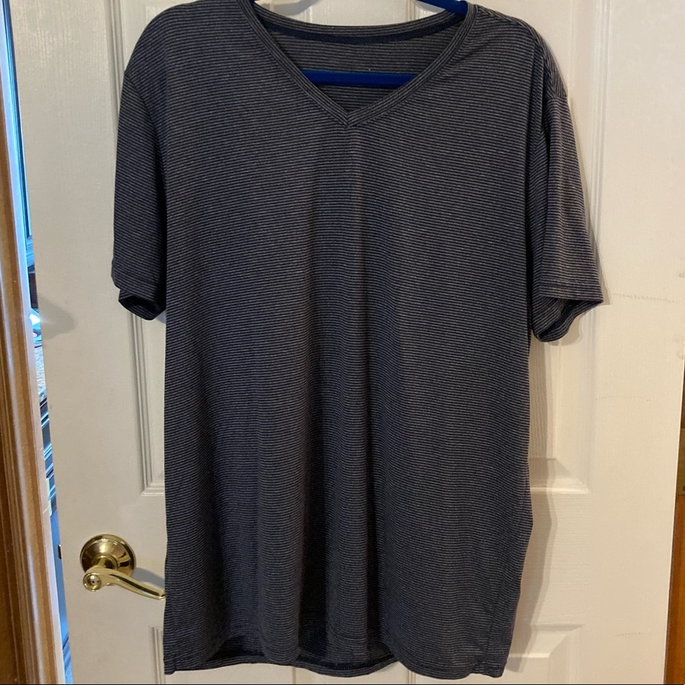 V-neck horizontal striped shirt for men.